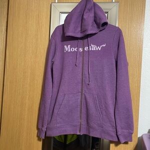 Moose Jaw purple zip up long sleeve hooded sweatshirt size Medium